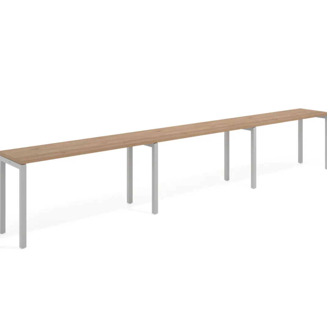Mesa de oficina progresiva triple Kube, fondo 50cm, estructura aluminio