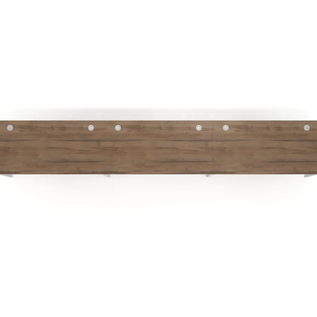 Mesa de oficina progresiva triple Kube, fondo 80cm, estructura aluminio