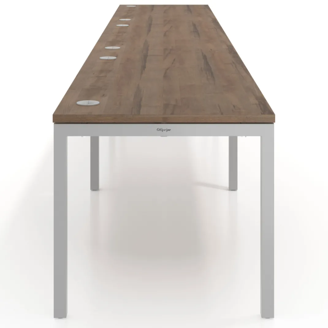 Mesa de oficina progresiva triple Kube, fondo 80cm, estructura aluminio