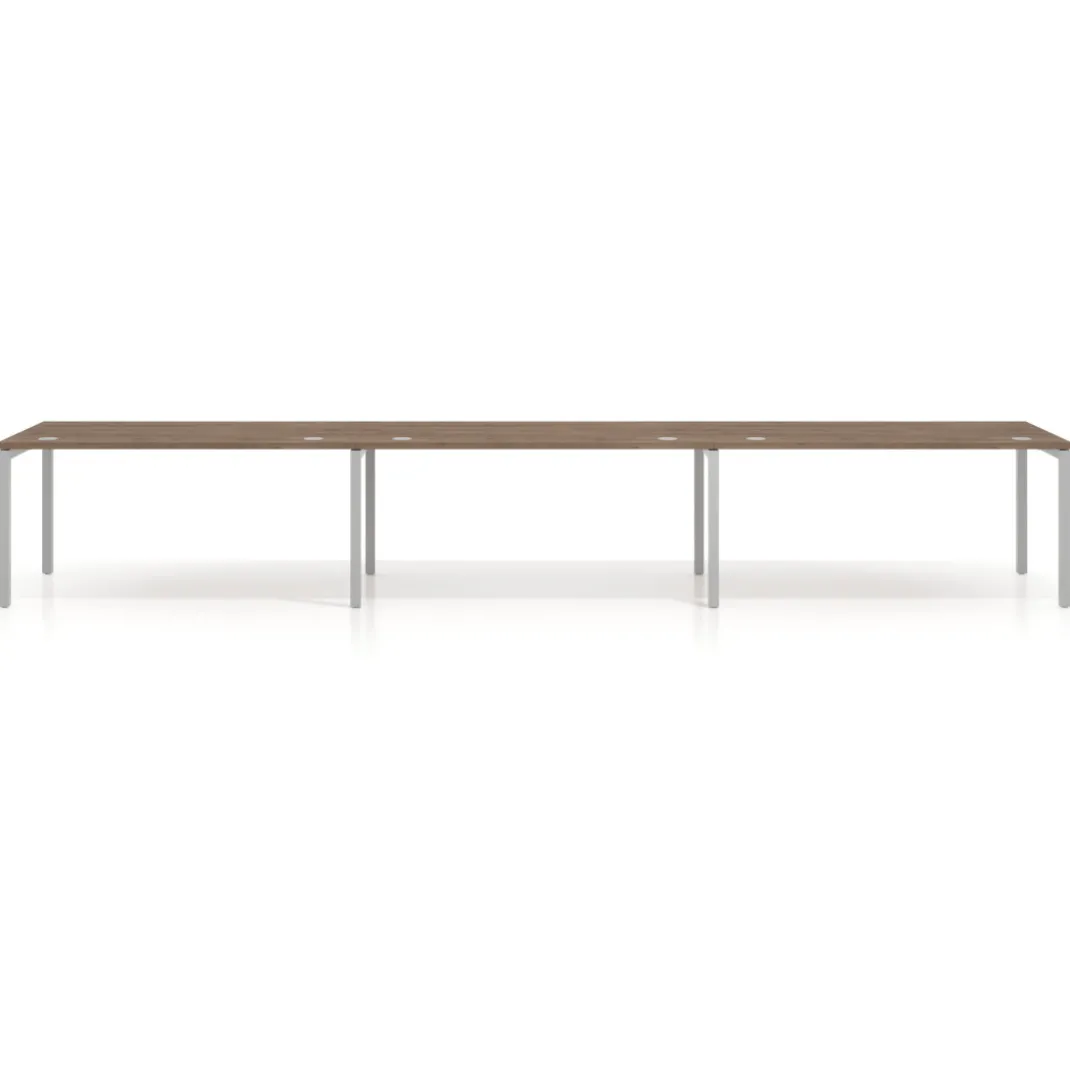 Mesa de oficina progresiva triple Kube, fondo 80cm, estructura aluminio