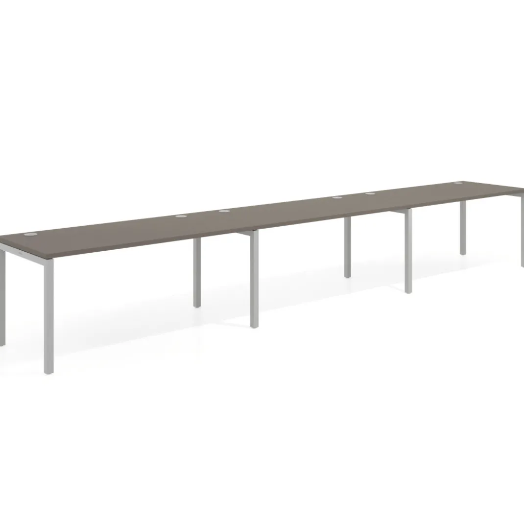 Mesa de oficina progresiva triple Kube, fondo 80cm, estructura aluminio