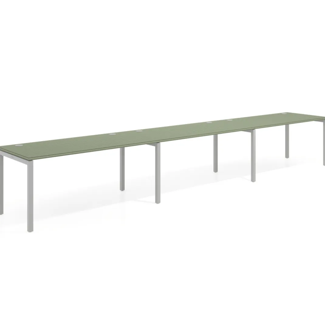 Mesa de oficina progresiva triple Kube, fondo 80cm, estructura aluminio