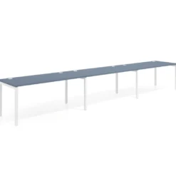 Mesa de oficina progresiva triple Kube, fondo 80cm, estructura blanca