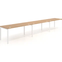 Mesa de oficina progresiva triple Kube, fondo 80cm, estructura blanca