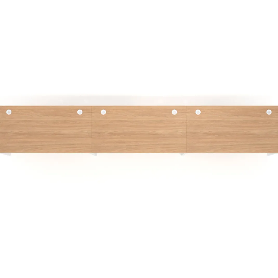 Mesa de oficina progresiva triple Kube, fondo 80cm, estructura blanca
