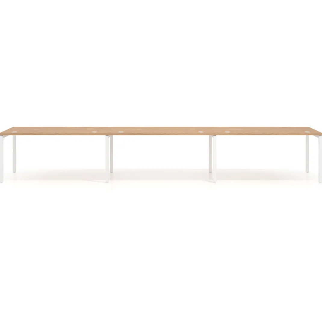Mesa de oficina progresiva triple Kube, fondo 80cm, estructura blanca
