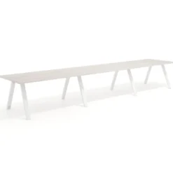 Mesa de oficina progresiva UvePro triple, fondo 100cm, estructura blanca