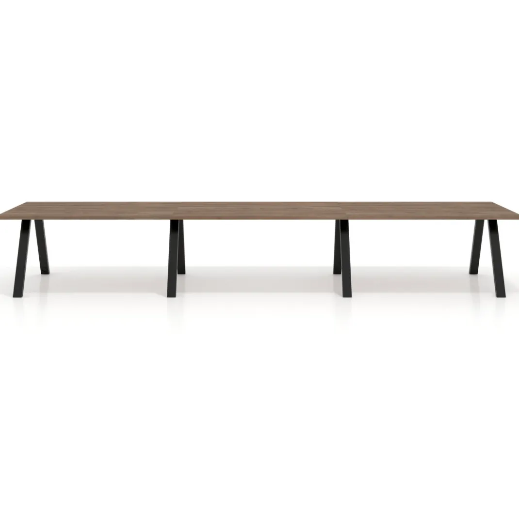 Mesa de oficina progresiva UvePro triple, fondo 100cm, estructura negra