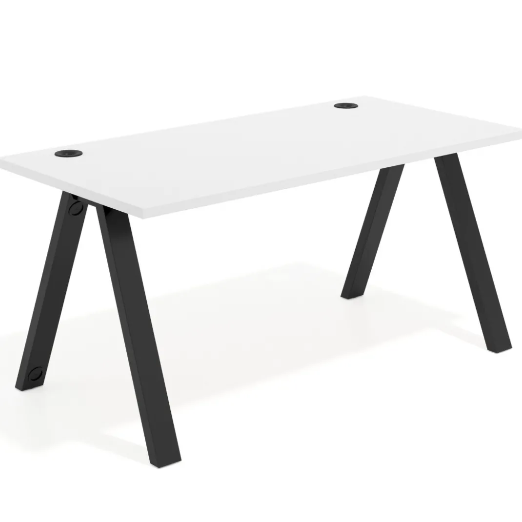 Mesa de oficina UvePro fondo 80cm, estructura negra con patas de metal