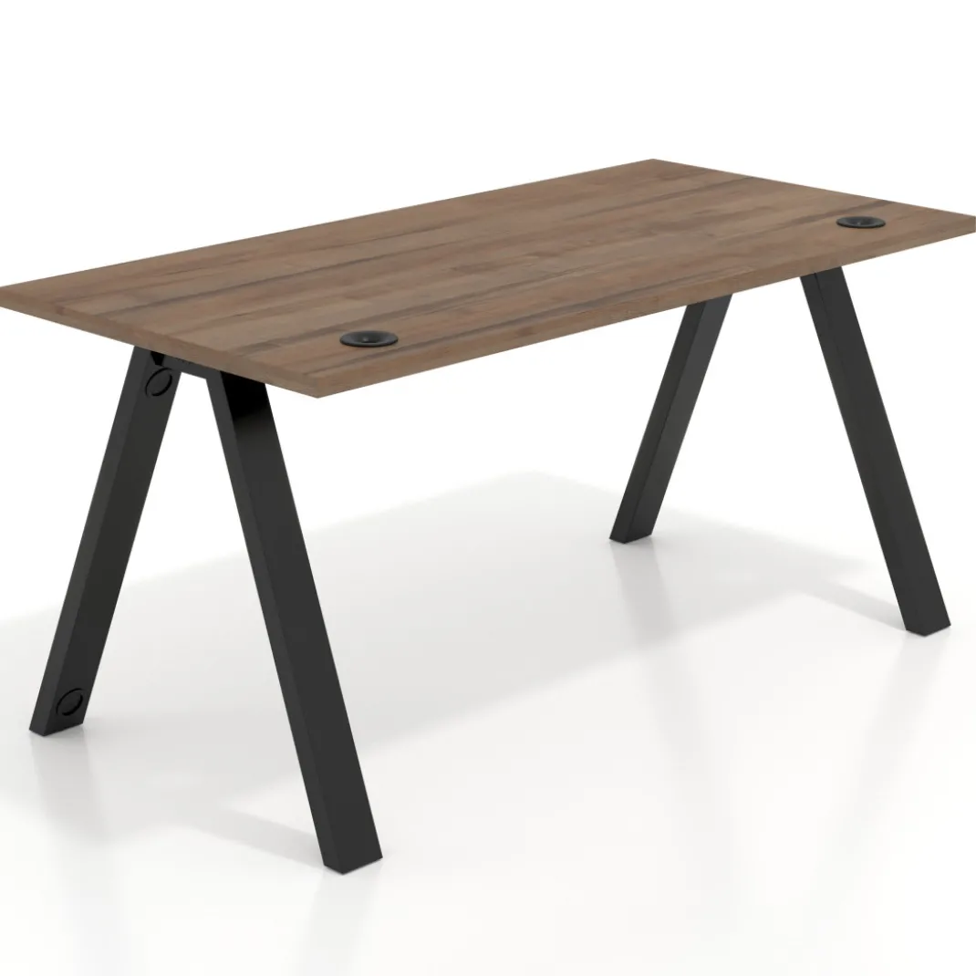 Mesa de oficina UvePro fondo 80cm, estructura negra con patas de metal