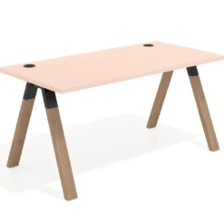 Mesa de oficina UvePro fondo 80cm, estructura negra con patas de madera