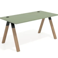 Mesa de oficina UvePro fondo 80cm, estructura negra con patas de madera
