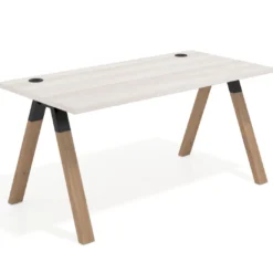 Mesa de oficina UvePro fondo 80cm, estructura negra con patas de madera
