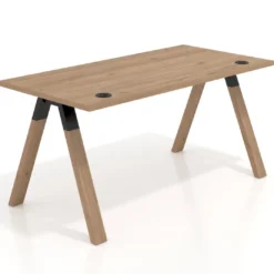 Mesa de oficina UvePro fondo 80cm, estructura negra con patas de madera