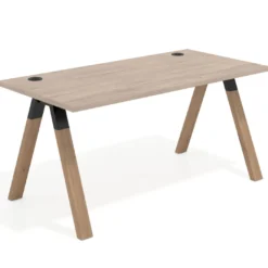 Mesa de oficina UvePro fondo 80cm, estructura negra con patas de madera