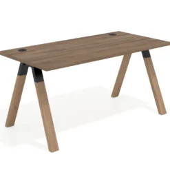 Mesa de oficina UvePro fondo 80cm, estructura negra con patas de madera