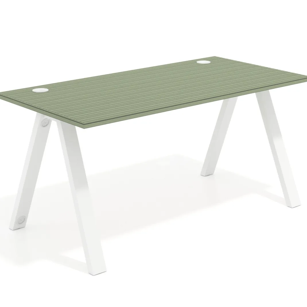 Mesa de oficina UvePro fondo 80cm, estructura blanca con patas de metal
