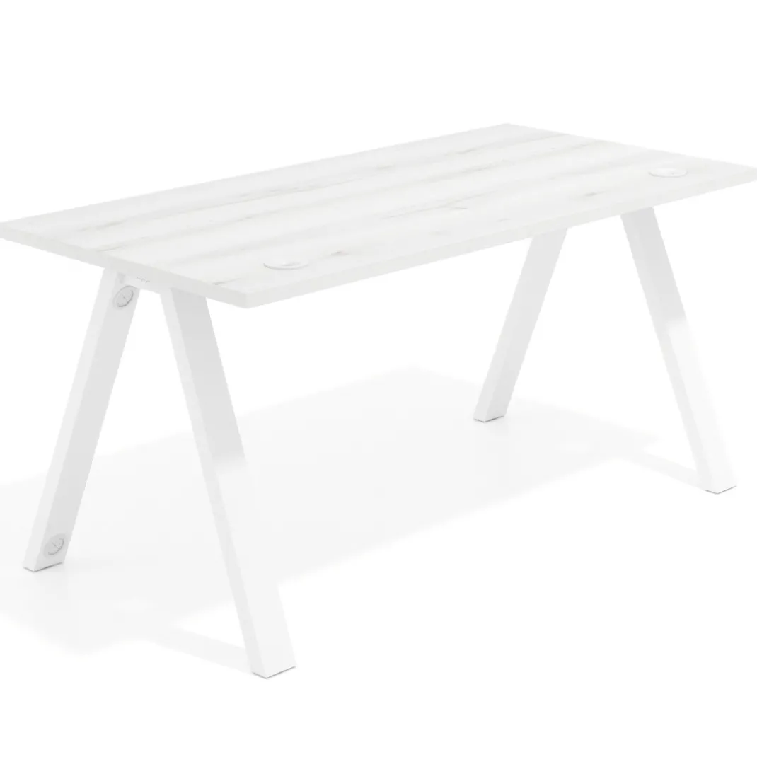 Mesa de oficina UvePro fondo 80cm, estructura blanca con patas de metal