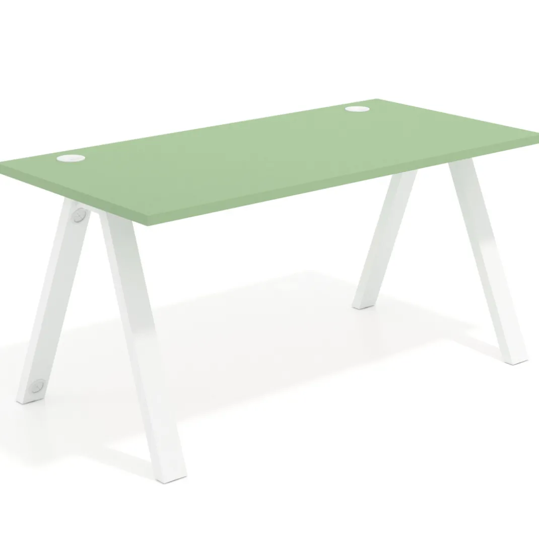 Mesa de oficina UvePro fondo 80cm, estructura blanca con patas de metal