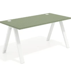 Mesa de oficina UvePro fondo 80cm, estructura blanca con patas de metal