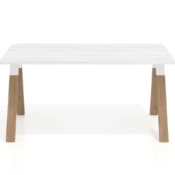 Mesa de oficina UvePro, sobre ergonómico 80cm, estructura blanca con patas de madera