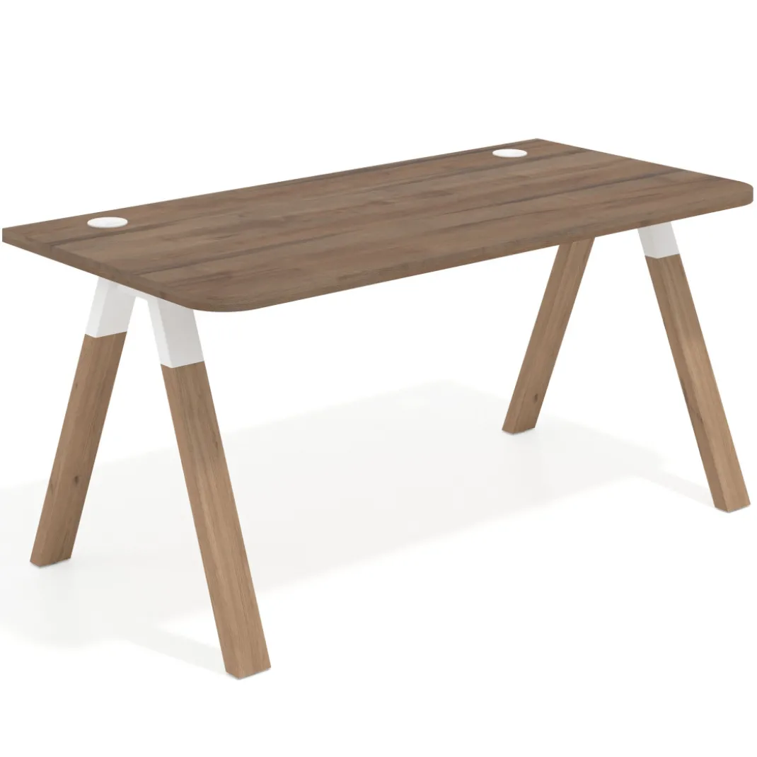 Mesa de oficina UvePro, sobre ergonómico 80cm, estructura blanca con patas de madera