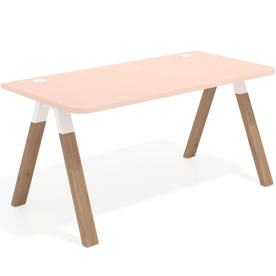 Mesa de oficina UvePro, sobre ergonómico 80cm, estructura blanca con patas de madera