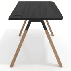 Mesa de oficina UvePro, sobre ergonómico 80cm, estructura negra con patas de madera