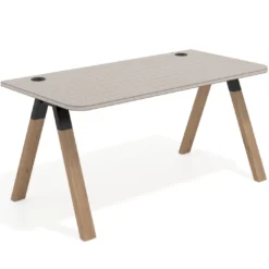 Mesa de oficina UvePro, sobre ergonómico 80cm, estructura negra con patas de madera