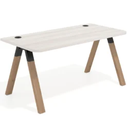 Mesa de oficina UvePro, sobre ergonómico 80cm, estructura negra con patas de madera