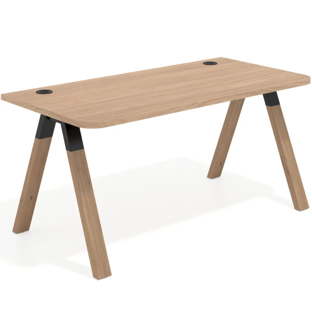 Mesa de oficina UvePro, sobre ergonómico 80cm, estructura negra con patas de madera