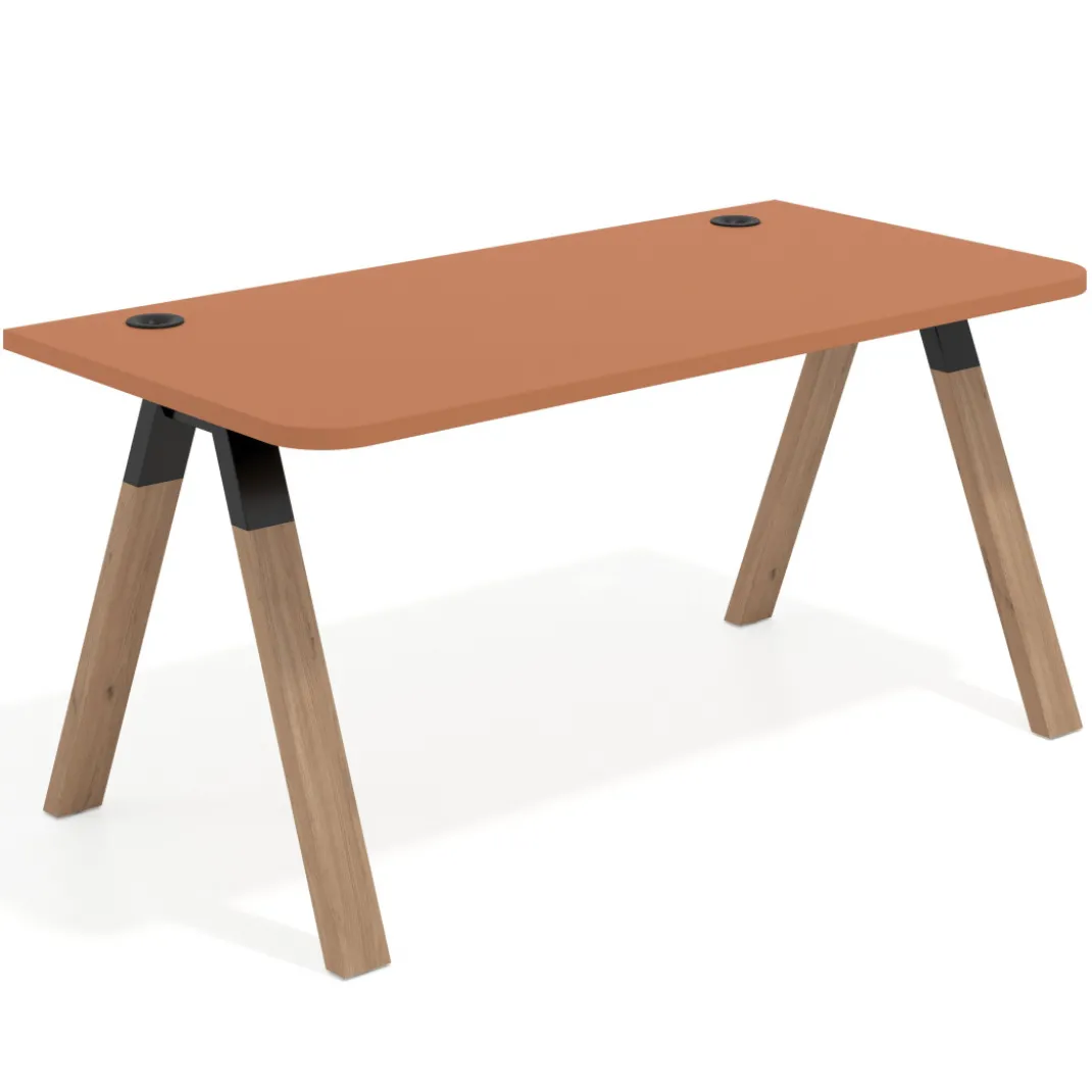 Mesa de oficina UvePro, sobre ergonómico 80cm, estructura negra con patas de madera