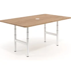 Mesa de Reuniones Elevable Erghos Core estructura blanca canto curvo