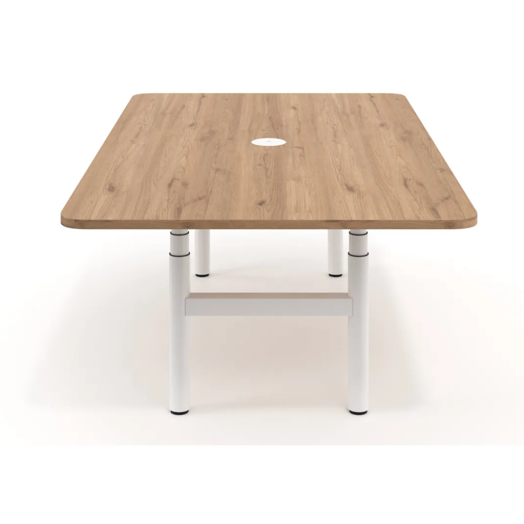 Mesa de Reuniones Elevable Erghos Core estructura blanca canto curvo