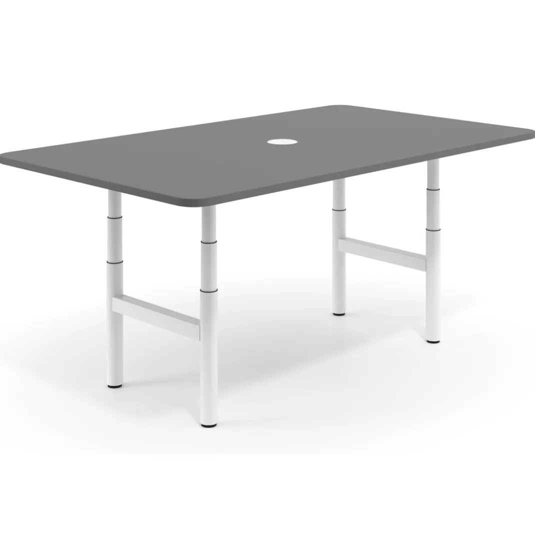 Mesa de Reuniones Elevable Erghos Core estructura blanca canto curvo