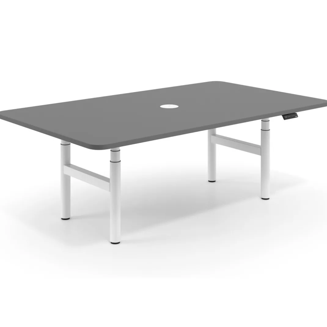 Mesa de Reuniones Elevable Erghos Core estructura blanca canto curvo