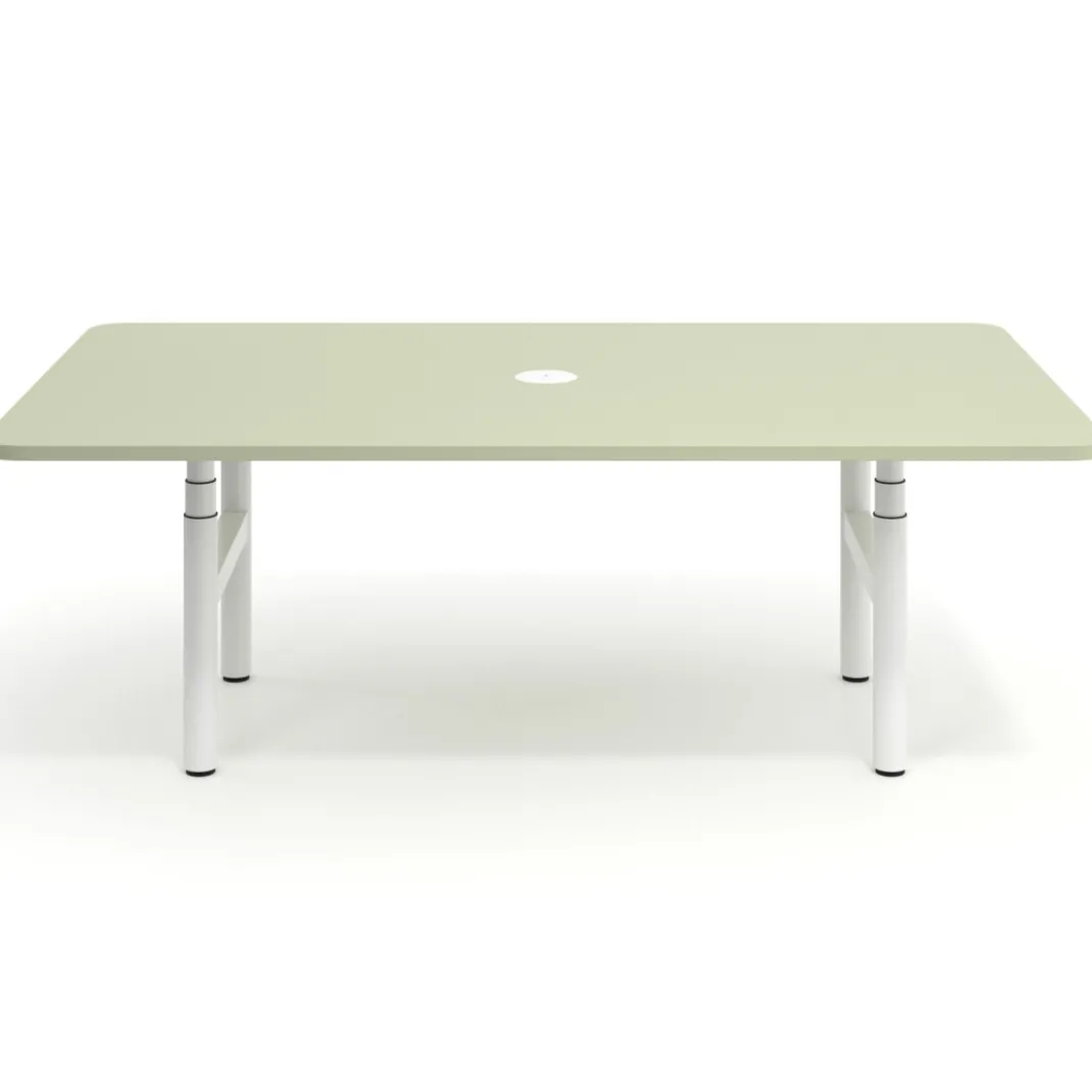 Mesa de Reuniones Elevable Erghos Core estructura blanca canto curvo
