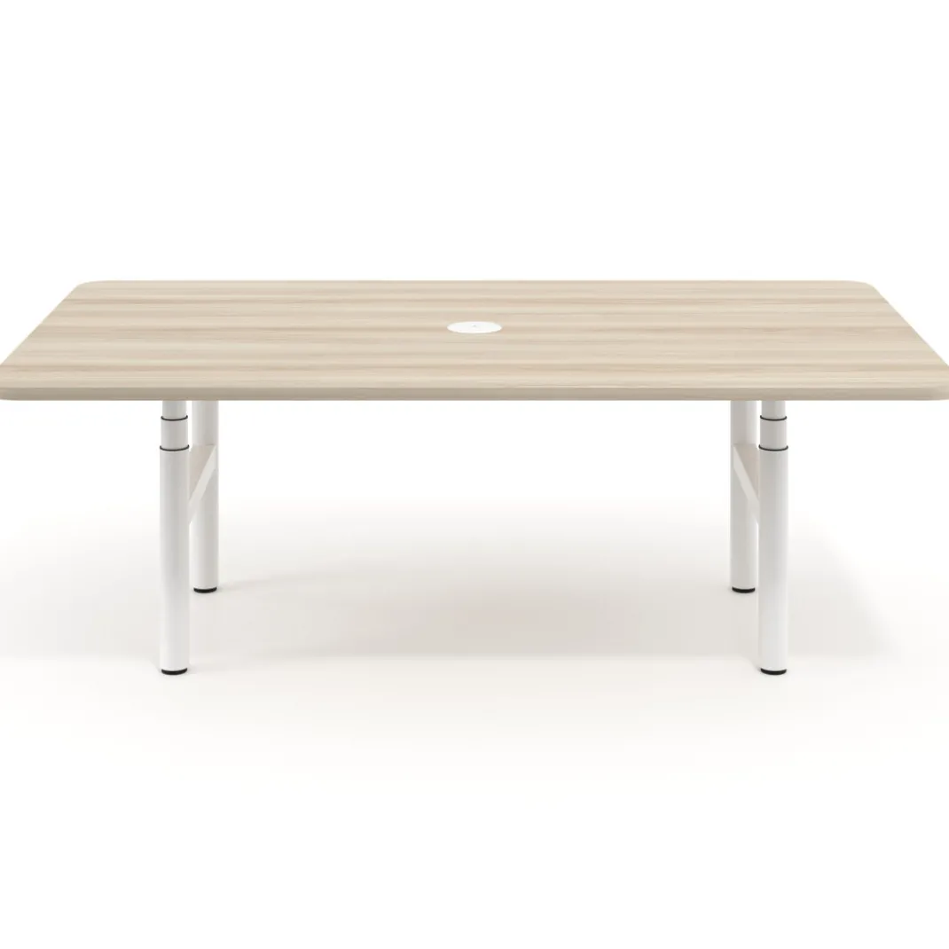 Mesa de Reuniones Elevable Erghos Core estructura blanca canto curvo