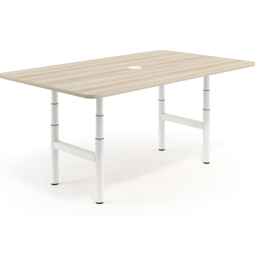 Mesa de Reuniones Elevable Erghos Core estructura blanca canto curvo