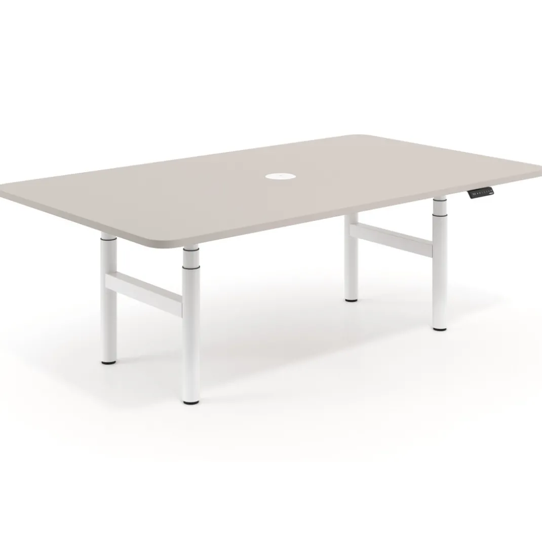 Mesa de Reuniones Elevable Erghos Core estructura blanca canto curvo