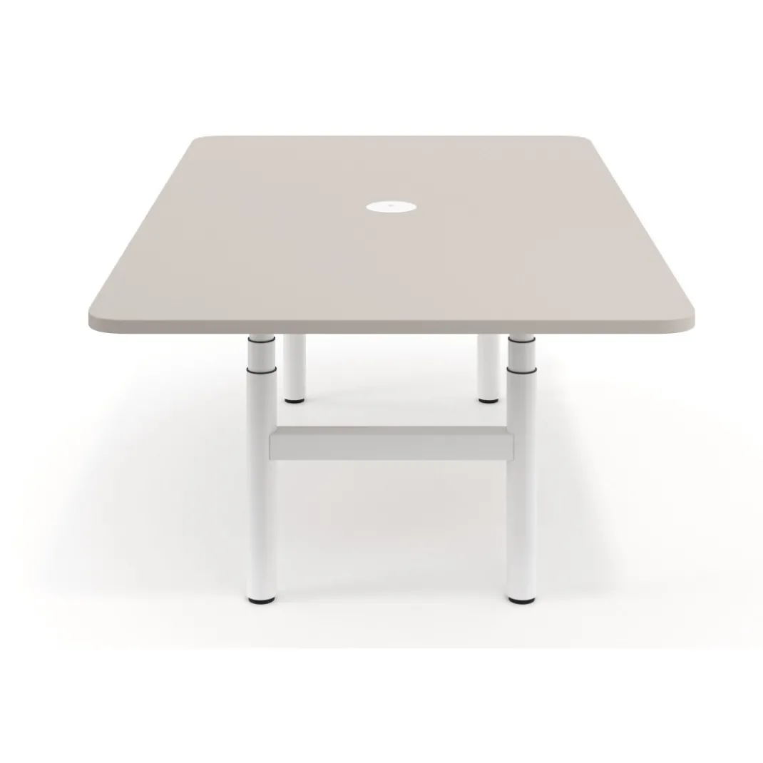 Mesa de Reuniones Elevable Erghos Core estructura blanca canto curvo