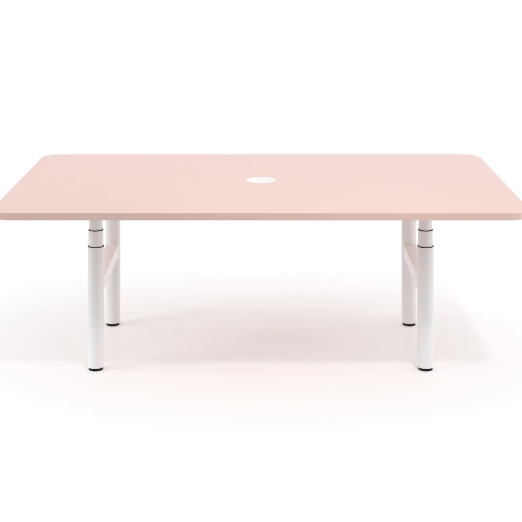 Mesa de Reuniones Elevable Erghos Core estructura blanca canto curvo
