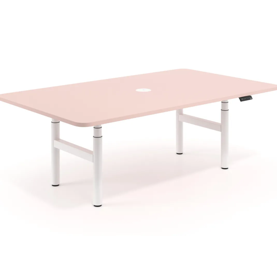 Mesa de Reuniones Elevable Erghos Core estructura blanca canto curvo