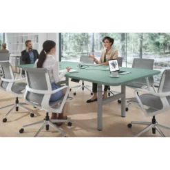 Mesa de Reuniones Elevable Erghos Core estructura aluminio canto curvo