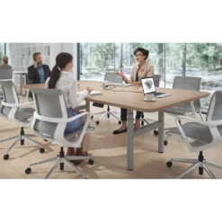 Mesa de Reuniones Elevable Erghos Core estructura aluminio canto curvo
