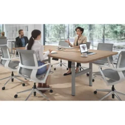 Mesa de Reuniones Elevable Erghos Core estructura aluminio canto curvo