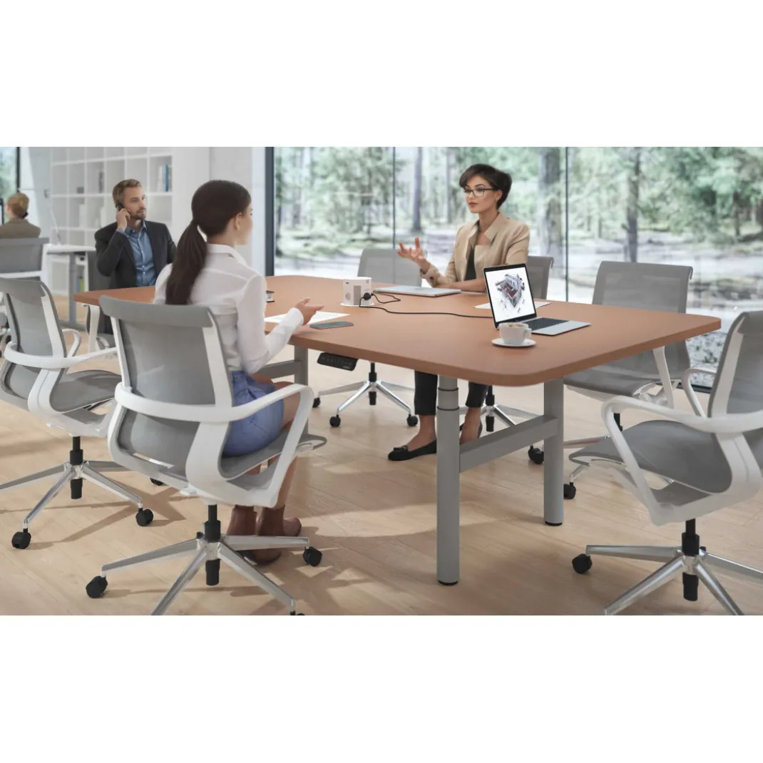 Mesa de Reuniones Elevable Erghos Core estructura aluminio canto curvo