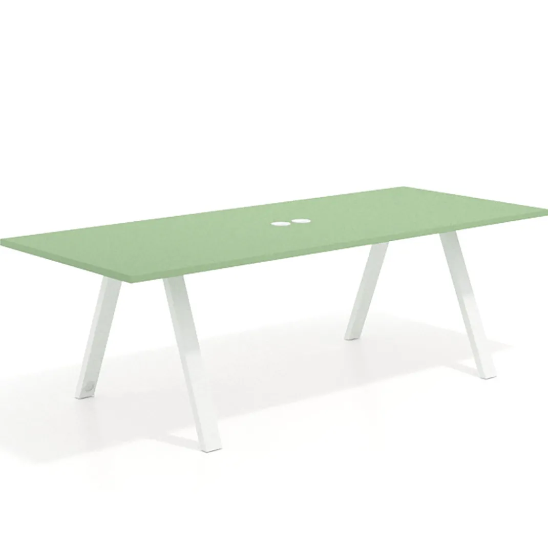Mesa de reuniones rectangular UvePro fondo 100cm, estructura blanca