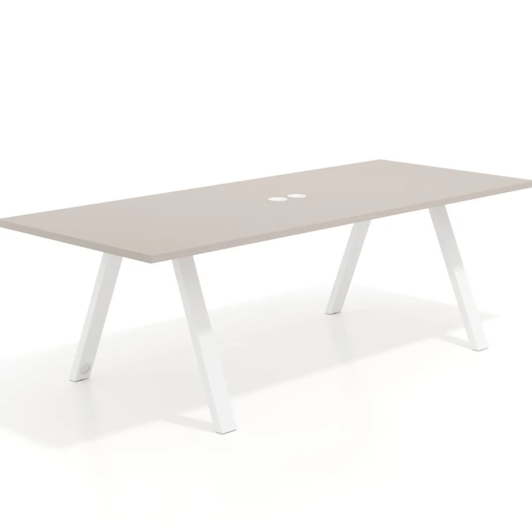 Mesa de reuniones rectangular UvePro fondo 100cm, estructura blanca