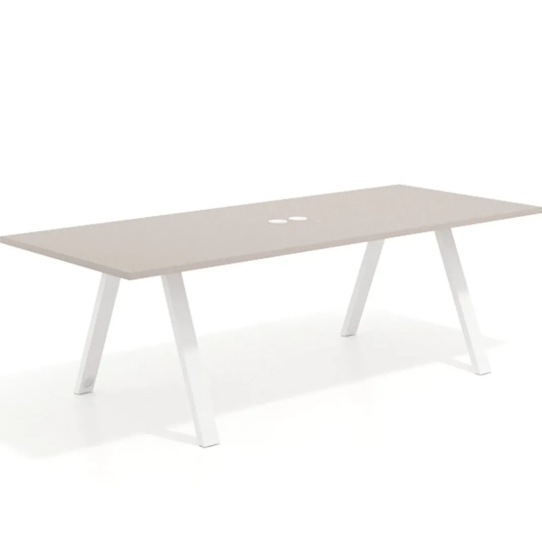 Mesa de reuniones rectangular UvePro fondo 100cm, estructura blanca